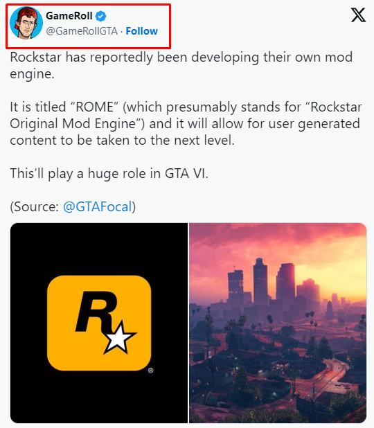 GameRoll on (ROME) Rockstar Original Mod Engine